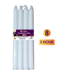 8Pk White Household Candles