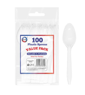 100pc Reusable Plastic Spoons