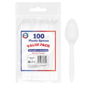 100pc Reusable Plastic Spoons