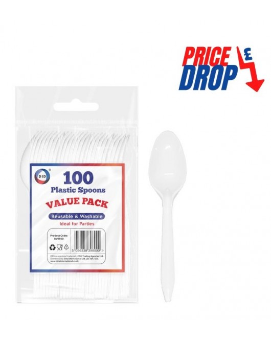 100pc Reusable Plastic Spoons