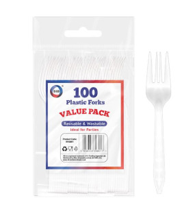100pc Reusable Plastic Forks