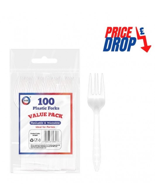 100pc Reusable Plastic Forks