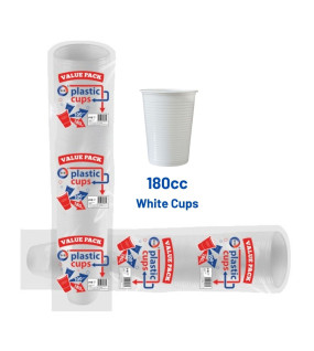 100pc 180Cc White Plastic Cups