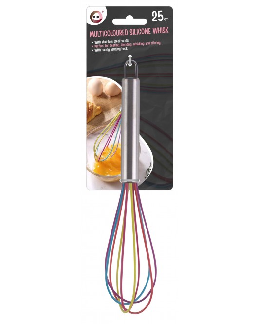 25cm Multicoloured Silicone Whisk