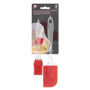 2pc Silicone Spatula &amp; Pastry Brush Set