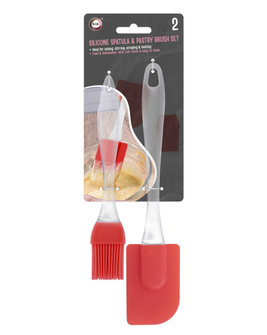 2pc Silicone Spatula & Pastry Brush Set