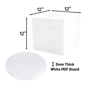 12" Round White Cake Board &amp; Tall Box