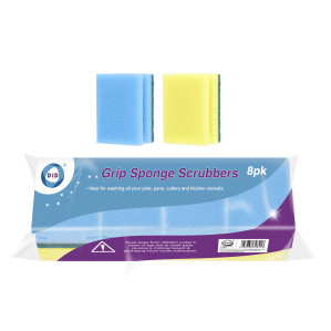 8pc Grip Sponge Scrubbers