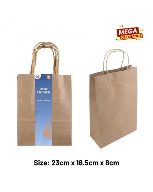 3pc Brown Craft Bags