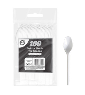 100pc Reusable Deluxe Plastic Tea Spoons