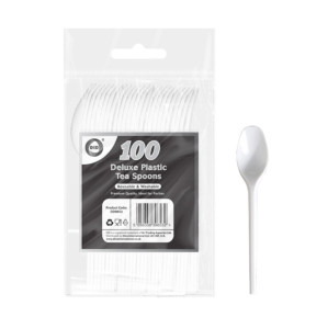 100pc Reusable Deluxe Plastic Tea Spoons