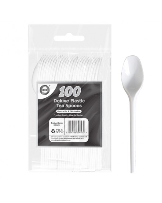 100pc Reusable Deluxe Plastic Tea Spoons