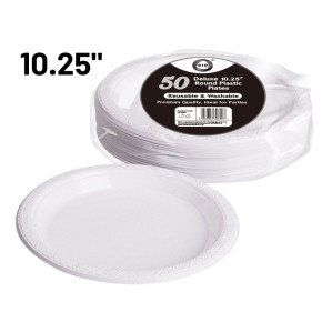 50pc Reusable Deluxe 10.25" Round Plastic Plates