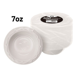 100pc Reusable 7oz Plastic Bowls