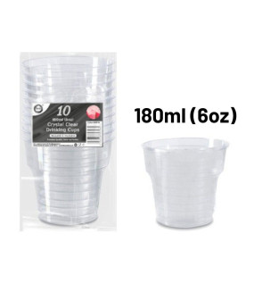 10pc Reusable 180ml (6Oz) Crystal Clear Drinking Cups