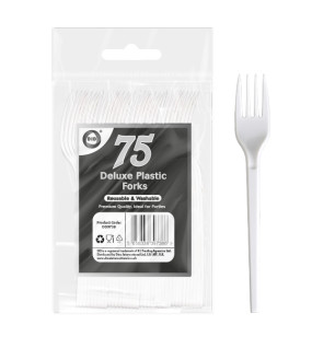 75pc Reusable Deluxe Plastic Forks