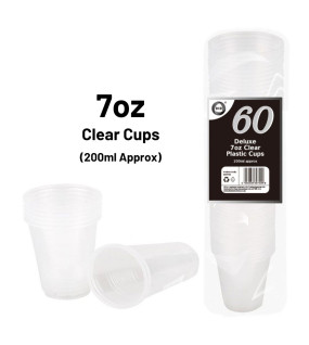 60pc Deluxe 7oz Clear Plastic Cups