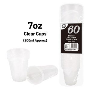 60pc Deluxe 7oz Clear Plastic Cups
