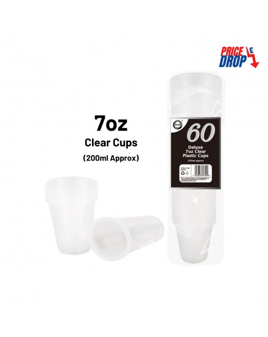 60pc Deluxe 7oz Clear Plastic Cups