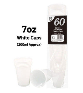 60pc Deluxe 7oz White Plastic Cups