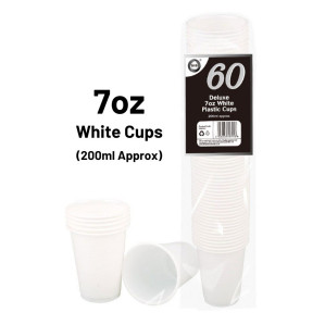 60pc Deluxe 7oz White Plastic Cups