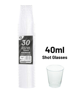 30pc Reusable 40ml Large Plastic Shot Glasses