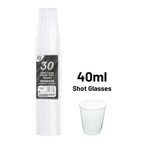 30pc Reusable 40ml Large Plastic Shot Glasses