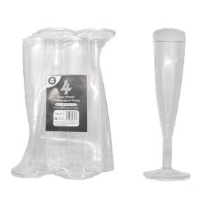 4pc Reusable Clear Plastic Champagne Flutes