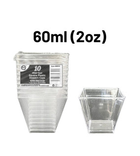 10pc Reusable 60ml (2Oz) Square Plastic Dessert Cups
