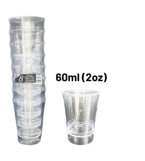 8pc Reusable 60ml (2Oz) Round Plastic Dessert Cups