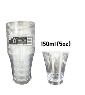 6pc Reusable 150ml (5Oz) Round Plastic Dessert Cups