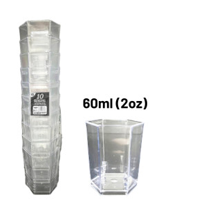 10pc Reusable 60ml (2Oz) Hexagon Plastic Dessert Cups