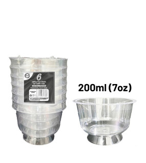 6pc Reusable 200ml (7Oz) Plastic Ice Cream Cups