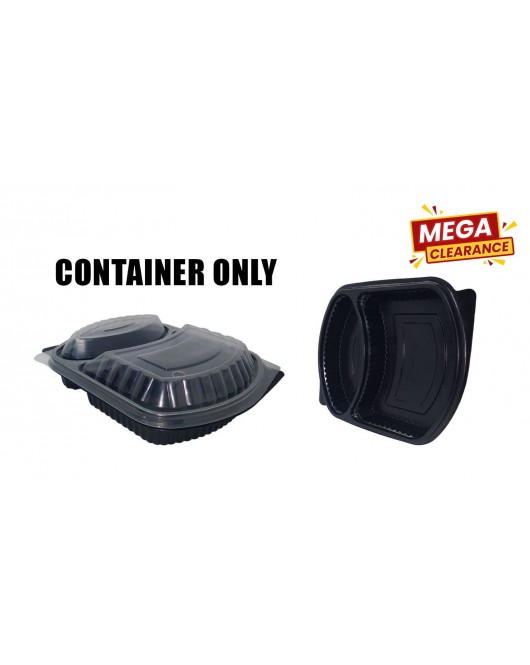 50pc Pp 2 Section Black Microwave Food Containers 22G
