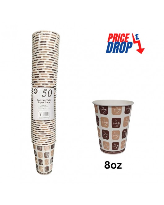 50pc 8oz Hot/Cold Paper Cups 