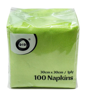 100pc 30cm x 30cm 1ply Lime Napkins