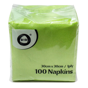 100pc 30cm x 30cm 1ply Lime Napkins