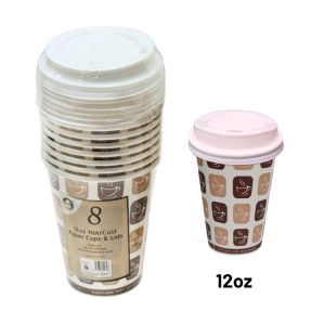 8pc 12oz Hot/Cold Paper Cups &amp; Lids 