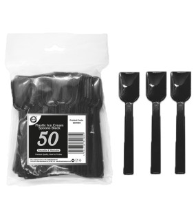 50pc Reusable Black Ice Cream Spoons