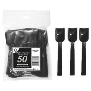 50pc Reusable Black Ice Cream Spoons