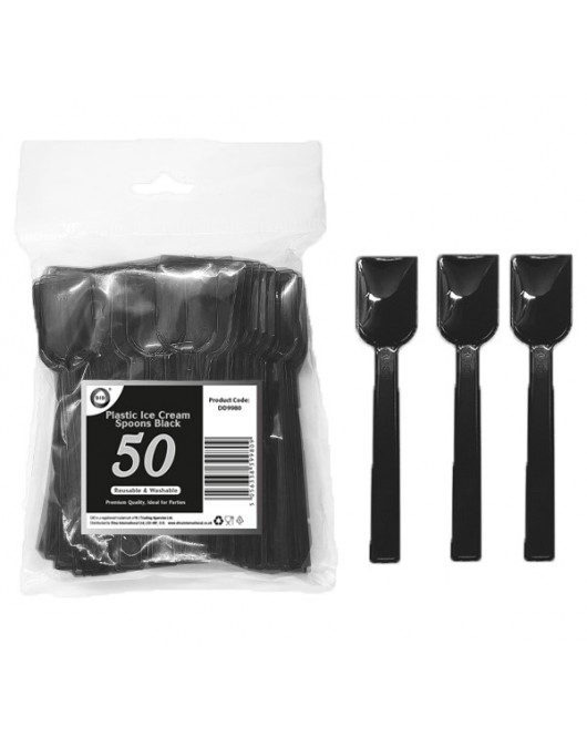 50pc Reusable Black Ice Cream Spoons