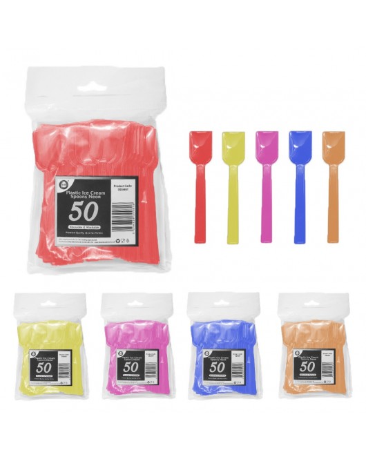 50pc Reusable Neon Ice Cream Spoons