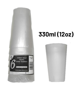 6pc Reusable 330ml (12Oz) Drink Tumblers