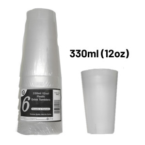 6pc Reusable 330ml (12Oz) Drink Tumblers