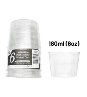 6pc Reusable 180ml (6Oz) Round Dessert Cups