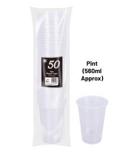 50pc Pint Plastic Cups