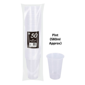 50pc Pint Plastic Cups