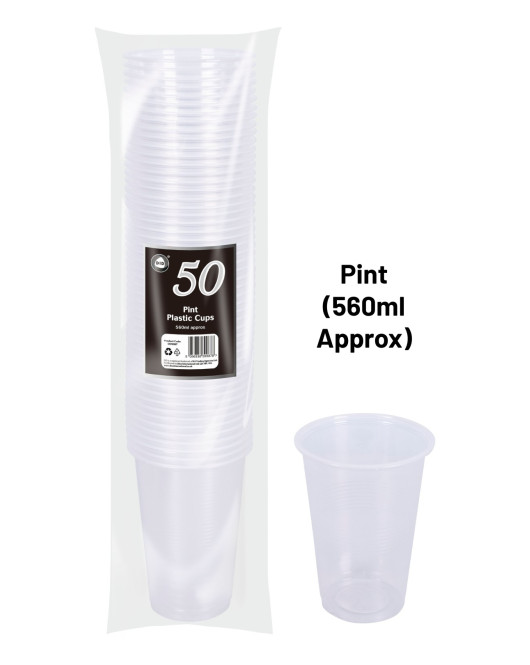 50pc Pint Plastic Cups
