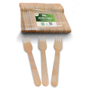 100pc Wooden Forks