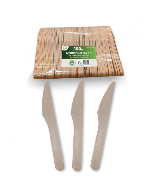 100pc Wooden Knives